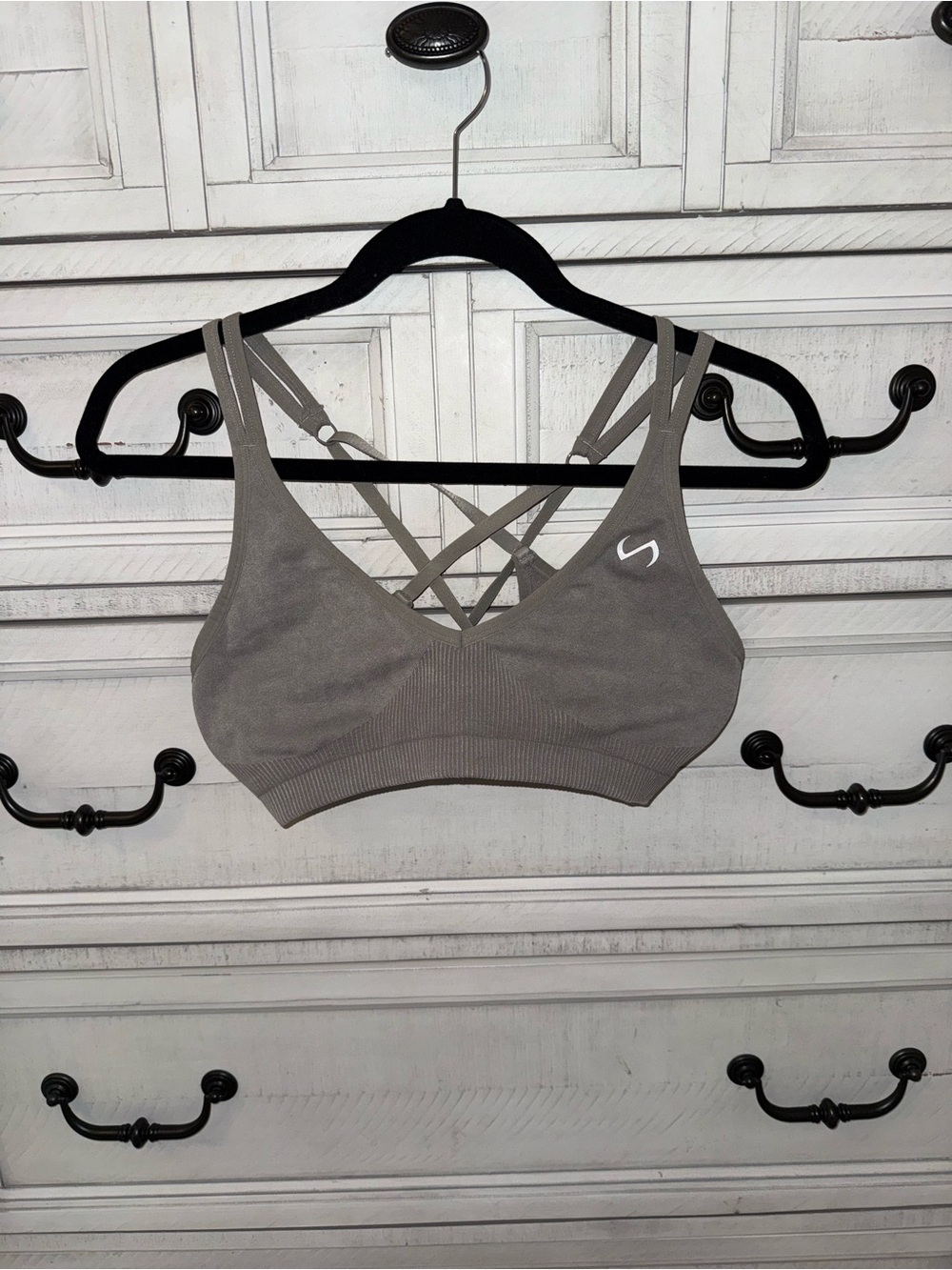 TLF Crisscross Straps Sports Bra in Taupe - Size L